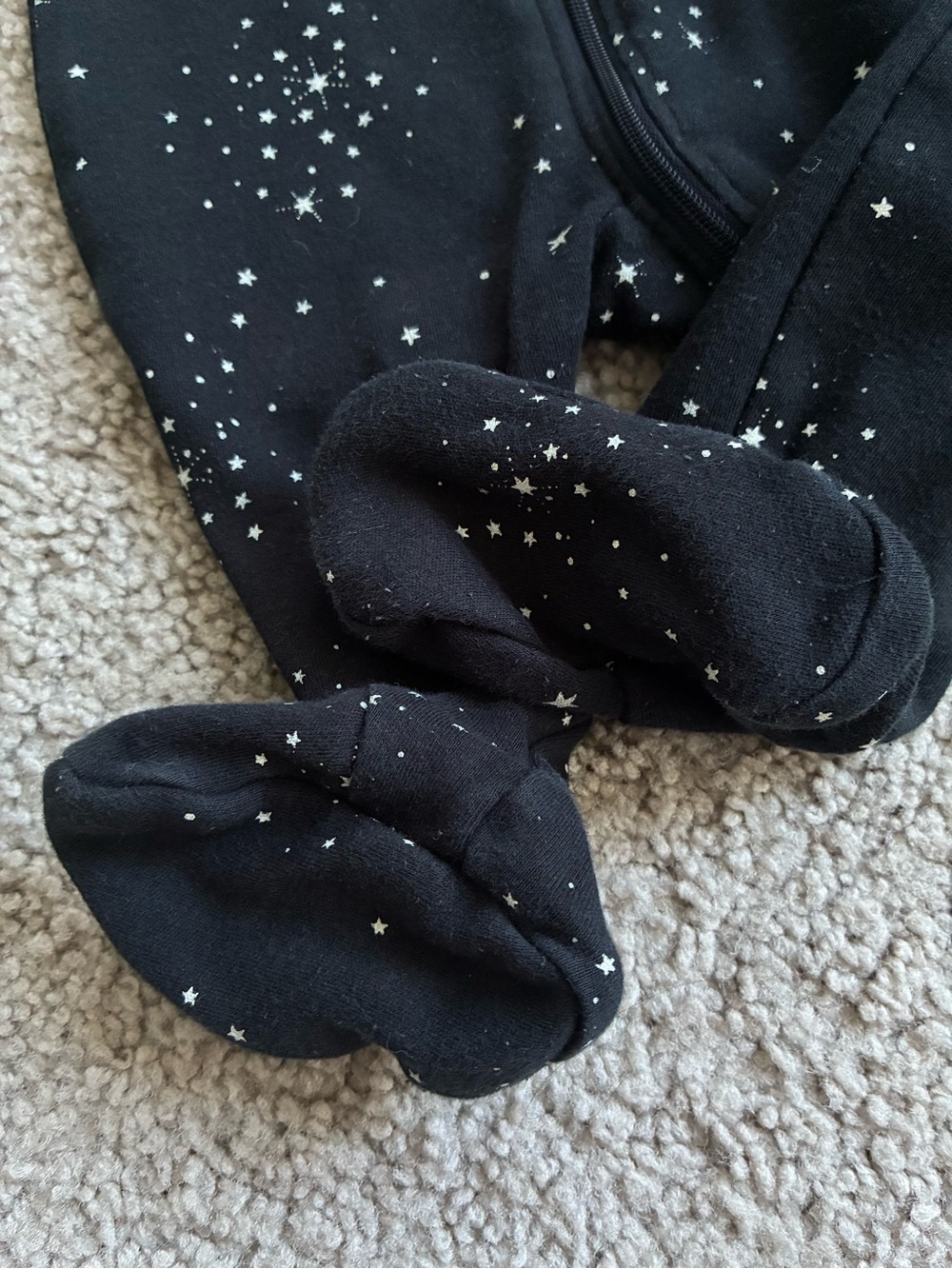 Petit Lem 3-Pack Footed One-Pieces in Black, Light Blue, and Light Gray - Picture 6 of 16